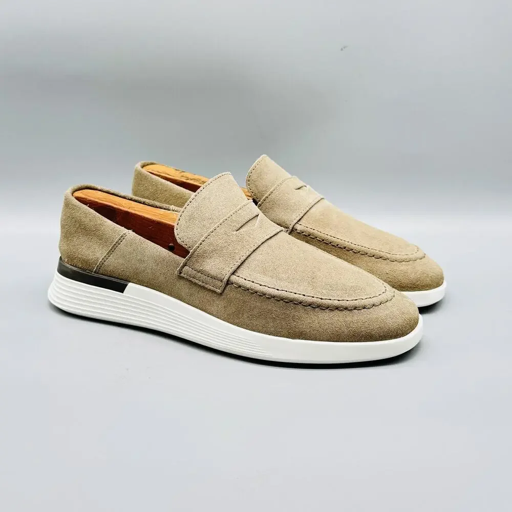 Wolf & Shepherd Shoes Mens 7 Brown Suede Crossover Penny Loafer Sneakers Casual